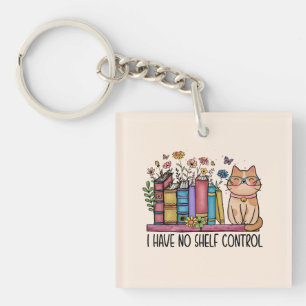 Cute Floral Books and Cat Keychain