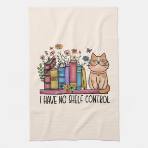 Cute Floral Books and Cat Kitchen Towel