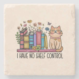 Cute Floral Books and Cat Stone Coaster
