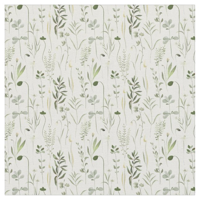 Cute Floral Botanical Pattern Fabric. Fabric (Close Up)