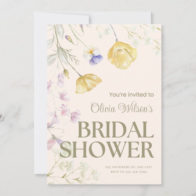 Cute Floral Bridal Shower Invitation (Front)