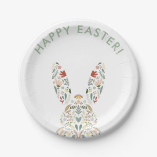 Cute Floral Bunny Easter Brunch  Paper Plate