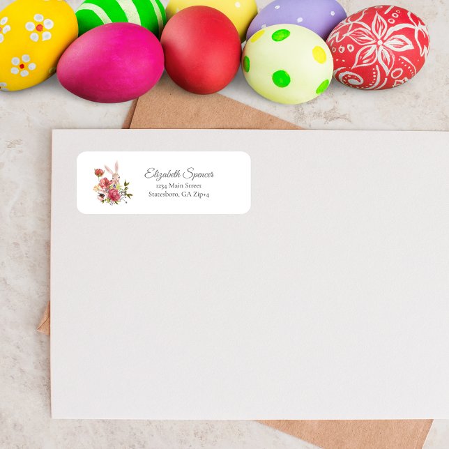 Cute Floral Bunny Rabbit Return Address (Creator Uploaded)