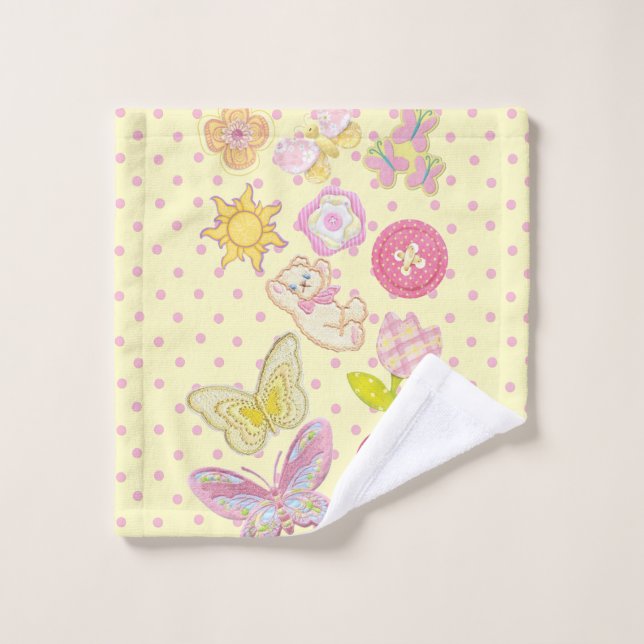 Cute Floral & Butterfly Pattern Bath Towel (Wash Cloth)