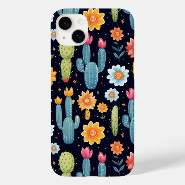 Cute Floral Cactus Pattern Case-Mate iPhone Case (Back)