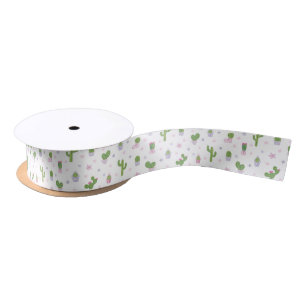 Cute Floral Cactus Satin Ribbon