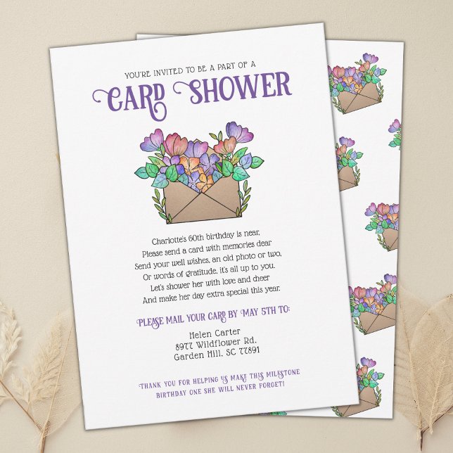 Cute Floral Carte Douche par courrier Anniversaire (Créateur téléchargé)