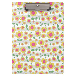 Cute floral cartoon design yellow daisy cartoon clipboard