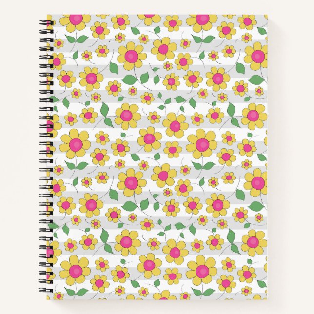 Cute floral cartoon design yellow daisy notebook (Front)
