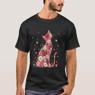 Cute Floral Cat Artwork Flower Cat Owners and Vale T-Shirt