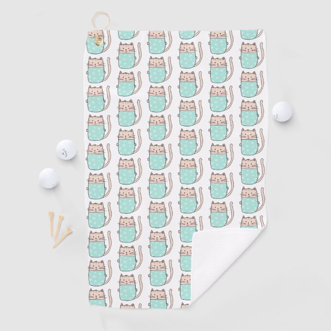 Cute Floral Cat Pattern Golf Towel (InSitu)