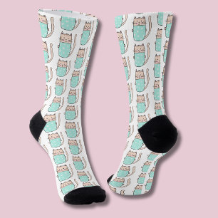 Cute Floral Cat Pattern Socks