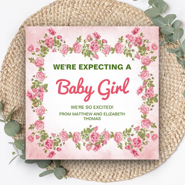 Cute Floral Chic Bébé Fille Grossesse Faire-part (Créateur téléchargé)