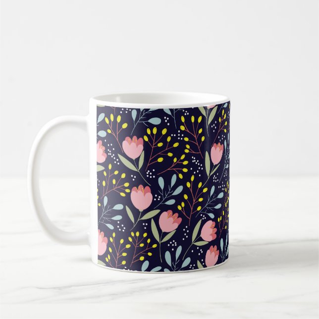 Cute Floral: Colourful Flowers Pattern. Coffee Mug (Left)