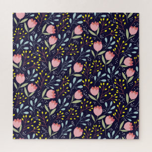 Cute Floral: Colourful Flowers Pattern. Jigsaw Puzzle