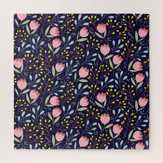 Cute Floral: Colourful Flowers Pattern. Jigsaw Puzzle (Vertical)