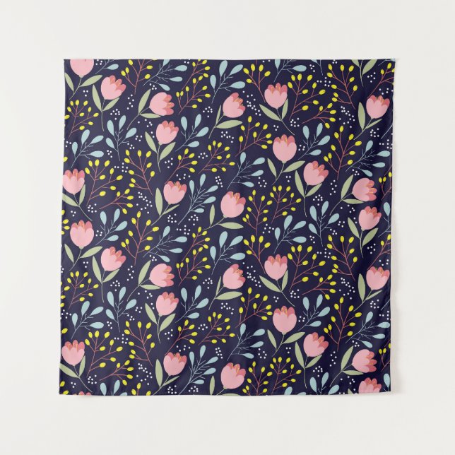 Cute Floral: Colourful Flowers Pattern. Tapestry (Front)