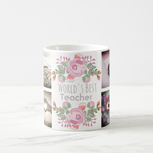Cute floral custom monogram and images coffee mug (Center)