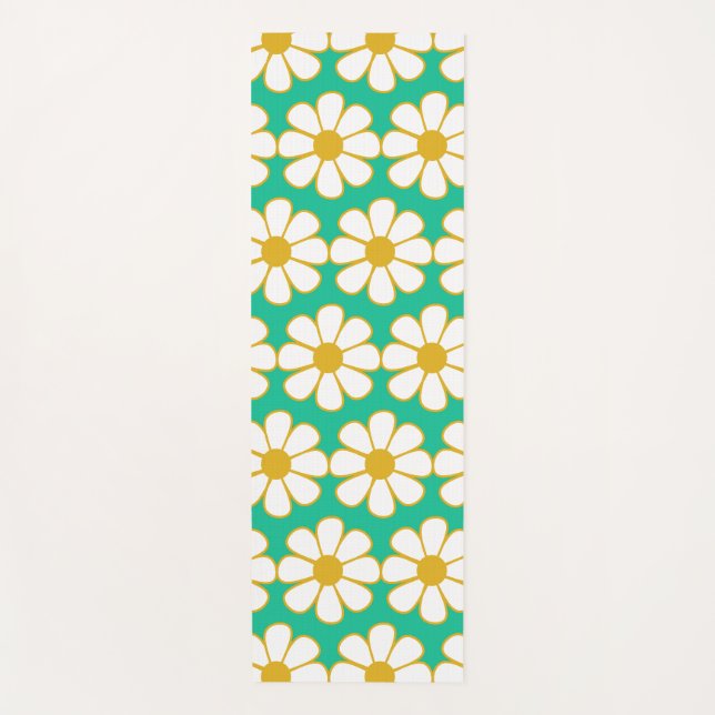 Cute Floral Daisy Pattern Yoga Mat (Front)