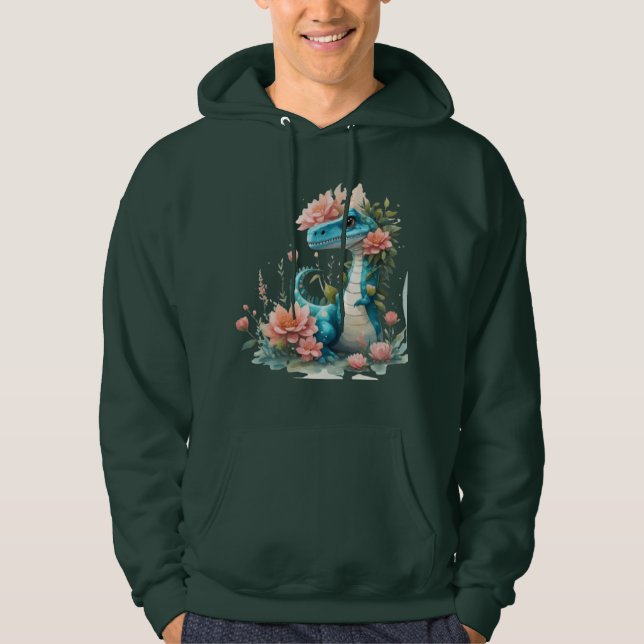 Cute Floral dinosaur Hoodie (Front)