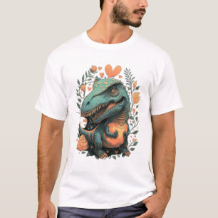 Cute floral dinosaur trex T-Shirt