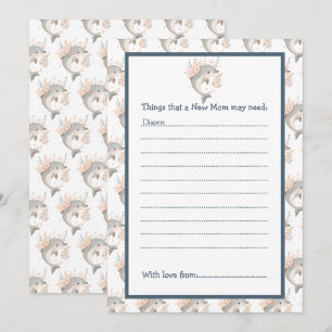 Cute Floral Dolphin Baby Shower Invitation