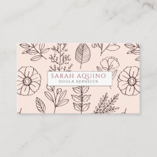 Cute Floral Doula Pink Birth Services Business Card