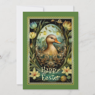 Cute Floral Duck in Easter Egg Card