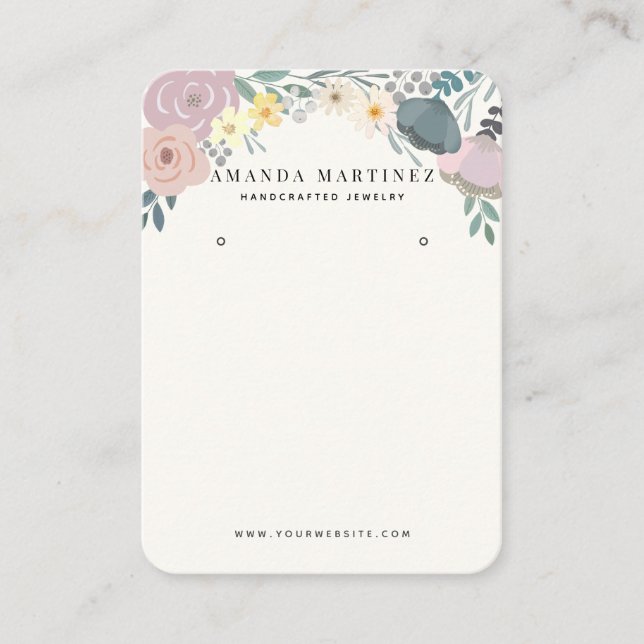 Cute Floral Earring Business Card (Front)