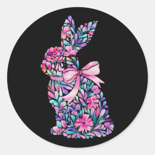 Cute Floral Easter Bunny Coquette Bow Women Girls  Classic Round Sticker