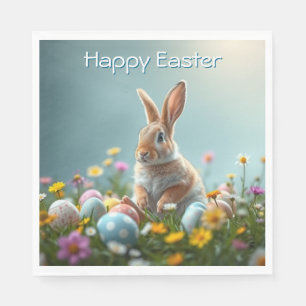 Cute Floral Easter Bunny Party Napkin