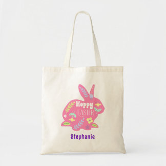 Cute Floral Easter Bunny Tote Bag