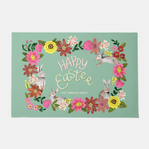 Cute floral Easter Holiday Card Doormat