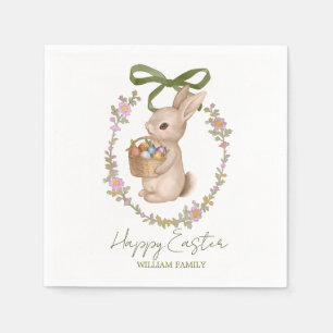 Cute Floral Easter Rabbit Napkin
