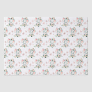 Cute Floral Elephant Frame Baby Shower Tissue Paper