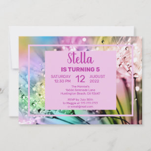 Cute Floral et Raindrop Invitation fête d'annivers