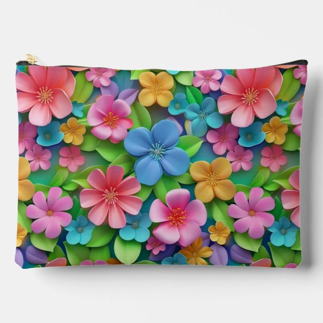 Cute Floral Fantasy & Rainbow Whimsy  Dual-Design  Accessory Pouch (Front)