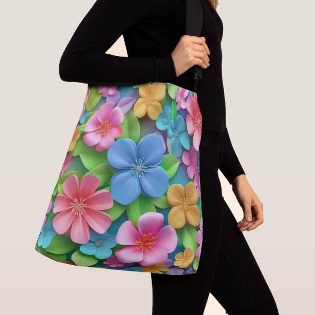 Cute Floral Fantasy & Rainbow Whimsy  Dual-Design  Crossbody Bag (Close Up)