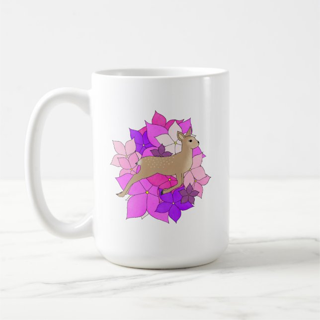 Cute Floral Fawn Coffee Mug (Left)