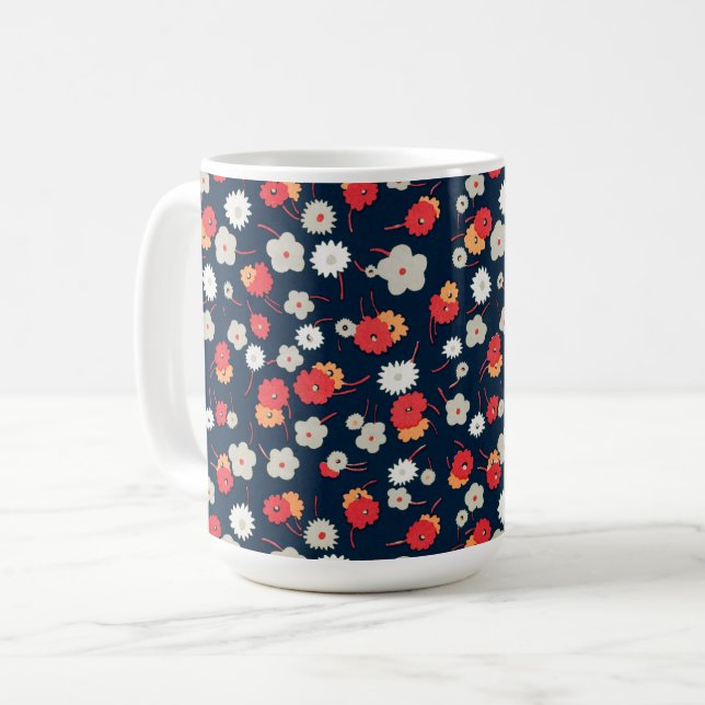 Cute Floral Flowers Vintage Style Cup Mug (Front Left)