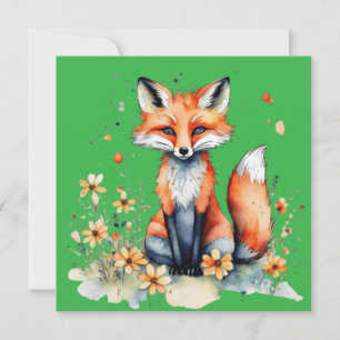 Cute floral fox invitation