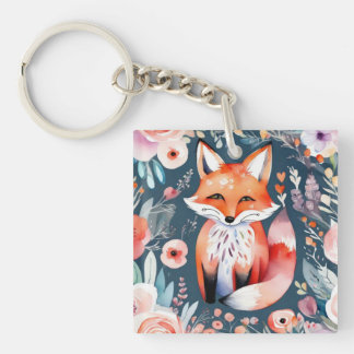 Cute floral fox keychain