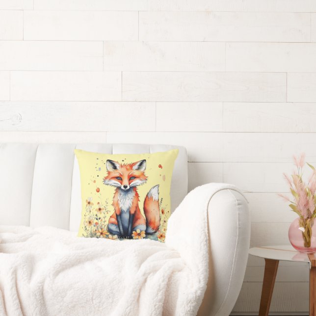 Cute floral fox throw pillow (Couch)