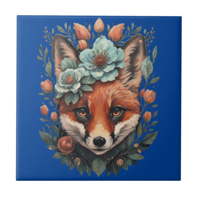 Cute floral fox tile (Front)