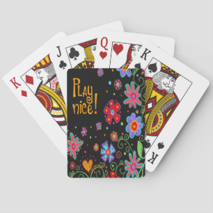 Cute Floral Fun Play Nice Inspirivity Playing Cards