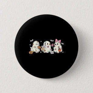 Cute Floral Ghost Drinking Coffee Halloween Ghost 2 Inch Round Button