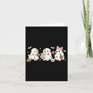 Cute Floral Ghost Drinking Coffee Halloween Ghost  Card