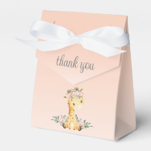 Cute Floral Giraffe Girl Baby Shower Thank You Favor Box