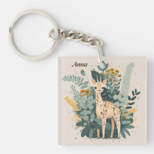 Cute floral giraffe keychain
