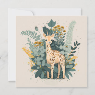 Cute floral giraffe paper plates invitation